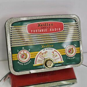 Vintage Keiller Sweet Portable Radio EMPTY Confectionery Tin Tuning Dial READ